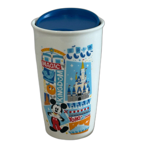 Disney Parks Magic Kingdom Starbucks 12oz. Ceramic Travel Mug / Tumbler with Lid - Picture 8 of 8